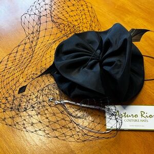Black Couture Hat with Veil